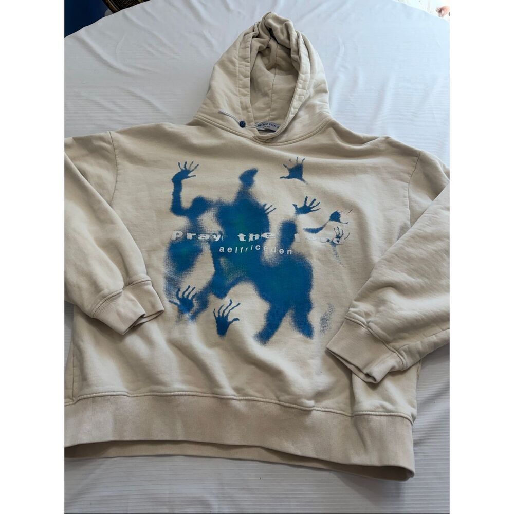 Aelfric Eden Praise The Lord Cream Hoodie Sweatshirt Size Medium